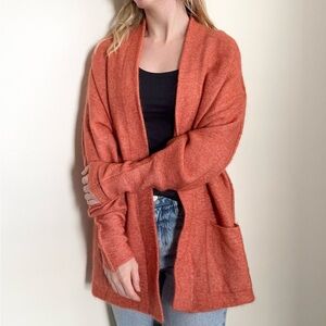 Marlene Birger Orange Lightweight Wool Blend Cardigan